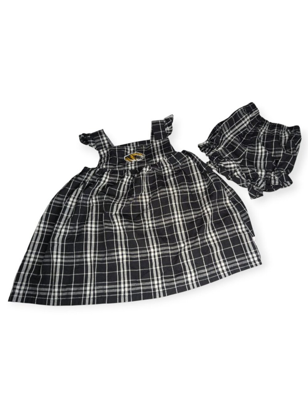 Sara Lynn Togs Black & White Plaid Dress w/Bloomers Mizzou Tigers Patch Size 3T